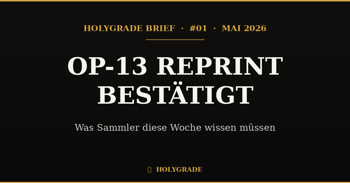 Brief #01 — OP-13 Reprint bestätigt