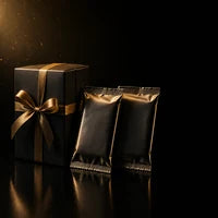 Überraschungsgeschenk, schwarze Schachtel mit Goldband