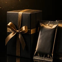 Überraschungsgeschenk, schwarze Schachtel mit Goldband
